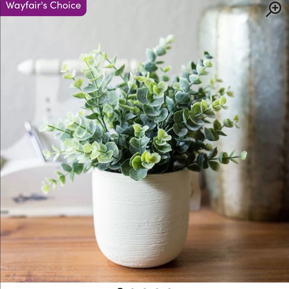 4” artificial eucalyptus plant in planter